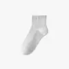 Meias de Algodão de Fibra Longa de Xinjiang, Pretas, Brancas, Cinzas, Cor Sólida, Antibacterianas, Respiráveis, Resistentes ao Odor, Meias Longas de Algodão Puro para Business Casual