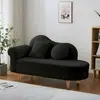 Sofá-cama chaise lounge pequeno de couro de cordeiro cor creme para apartamento sofá mini para quarto de casa cadeira de sofá madeira