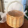 Nueva Cesta de Flores de Sauce de Mano Hecha a Mano Ratan Paja Borla Festival Regalo de Boda Cesta Pequeña de Princesa Cesta de Ratan