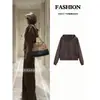 Conjunto Deportivo con Sudadera Marrón para Mujer 2026 Nuevo Otoño Invierno Conjunto Completo Atuendo de Gama Alta Casual Estilo Coreano