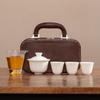 Juego de Té de Viaje Kung Fu de Porcelana Jade Gamuza Tazón Cubierto Juego de Taza de Té Lujo Ligero y Conveniente Publicidad Exterior de Alta Gama Regalo de Negocios