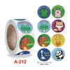 Rolos Personalizados à Prova d'Água de Vinil com Padrão de Animal de Desenho Animado, Adesivos de Recompensa, Adequados para Crianças, 500 Folhas, Brilhante