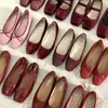 Zapatos de Salón Individuales para Mujer Estilo Francés Bailarinas Primavera y Otoño Zapatos Rojos de Boda Zapatos para Dama de Honor Zapatos Tipo Frijol Slip-on Zapatos para Mujer