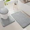 Juego de Baño de Tres Piezas de Terciopelo de Algodón con Espuma Viscoelástica, Hoja, Transfronterizo, Absorción de Agua, Alfombrilla Antideslizante para Piso, Alfombrilla para Inodoro