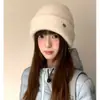 Gorro de Punto de Lana Mezclada Estilo Coreano Gris Atmosférico para Mujer, Gorro de Invierno de Punto Grande para Circunferencia de Cabeza Grande con Protección para las Orejas, Cálido Gorro para Cubrir la Cabeza
