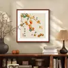 Que todos os seus desejos se realizem - uma pintura com tema de caqui para uma sala de estar, hall de entrada, sala de jantar, escritório ou corredor de estilo chinês moderno
