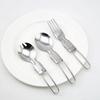 Colher dobrável portátil de aço inoxidável, colher garfo para fast food e salada, colher dobrável, talheres dobráveis para acampamento ao ar livre
