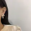 Aretes de Plata con Aguja de Plata, Borla de Lazo y Diamantes Completos para Mujer 2025 Nuevo Estilo Trendy Elegante Fresco Aretes de Perla de Imitación Aretes