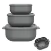 Fiambrera de Silicona Fiambrera para Calentar en Microondas para Trabajadores de Oficina Caja de Almacenamiento para Cocina Juego de Fiambreras Cuadradas
