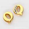 8MM Dourado Meio Diamante Letra DIY Acessórios de Joia Peças Vestíveis Acessórios Liga de Zinco Contas de Letras Inglesas