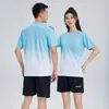 Traje Deportivo Degradado para Mujer Verano Fitness Camiseta de Manga Corta Ropa de Secado Rápido Running Holgado Casual Deportivo Talla Grande