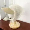 Salida de Verano Fresca y Sencilla Transpirable Protección Solar Encaje Floral Diadema para Niños Pañuelo para la Cabeza Sombrero de Paja Sencillo y Elegante para Niñas