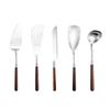 Internet Celebrado Nogal Acero Inoxidable 304 Juego de Utensilios de Cocina Cuchara Japonesa Mini para Freír Cuchara Pequeña para Sopa Mango de Madera Cuchillo para Pastel Pala