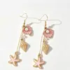 Brincos Longos Estrela do Mar Pérola Cruzados Europeus e Americanos Novo Estilo Oceano Brinco Concha Holiday Acessórios Femininos