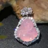 Colgante de Calcedonia Rosa Buda Maitreya con Cadena para Clavícula de Verano 2025 para Mujer Nuevo Chinoiserie 8135