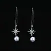 Brincos de prata de lei s925 brincos elegantes de pérola e diamante estrela brincos femininos estilo coreano brincos simples da moda brincos