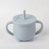 Novos utensílios de mesa de silicone para crianças com tampa dupla antiqueda para bebês, copo de silicone para beber e lanche