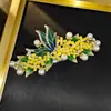 Accesorios para el Cabello Estilo Chino, Retro Elegante, Pasador de Pelo con Flor de Esmalte y Mariposa de Perlas, Tocado de Alta Gama y Versátil para Mujeres