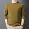 Moletom Masculino Manga Longa Gola Redonda Pulôver Camada Base Casual Solto Cor Sólida Quente Top Felpudo Transfronteiriço Primavera, Outono e Inverno