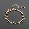 Joyería Transfronteriza Europea y Americana, Moda de Diamantes Completos Cadena de Garras Simple Tobillera de Playa con Pedrería Joyería para el Pie en Stock A007