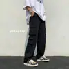 Calça Branca de Ferramentas Masculina Estilo Coreano Moda Casual Solta Reta Verão Tendência Marca ins High Street Casual Calça de Chão