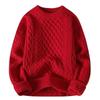 Este año suéter rojo para hombres y mujeres otoño e invierno cuello redondo forro polar Año Nuevo color liso suéter comercio exterior fábrica envío directo al por mayor