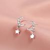 Pendientes de botón de estrella y luna 2023, nuevos y modernos pendientes dulces con circonitas de aguja de plata de ley 925 de moda, Super Flash