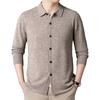 Casaco de lã 100% de abotoamento simples masculino lapela cardigã de tricô moda casual nova primavera e outono suéter masculino
