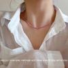 Collar de Cuentas de Arroz Rosa Estilo Coreano Ins Cadena Delicada Superpuesta para Clavícula Mujeres Brillante Firma Fresco Dulce Collar