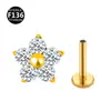 Liga de Titânio F136 Flor Multicolorida Zircônio Rosca Interna Lábio Unha Orelha Unha do Osso da Orelha Joia para Piercing 0.9