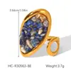 Anillo de Acero Inoxidable Retro Francés con Piedra Natural para Mujer, Acero de Titanio Antidesvanecimiento, Anillo Abierto Versátil de Nicho