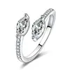 Anillo abierto de doble diamante Ojo de Caballo japonés y coreano con diamantes completos anillo creativo de circón Ojo de Caballo anillo de comercio exterior europeo y americano