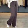 100% Lana Pura Otoño e Invierno 2026 Nuevos Pantalones de Mujer de Cintura Alta Color Sólido Línea Media Cálidos Casuales de Punto de Pierna Ancha