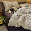 Juego de cuatro piezas de encaje de algodón puro 2026 nuevo modelo juego de tres piezas para dormitorio estudiantil funda de edredón ropa de cama
