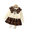 Juego de Piezas de 101.2 kg Estilo Coreano Moderno y Elegante para Bebé Niña Otoño e Invierno Lleno de Corazón Nuevo Conjunto de Suéter y Falda para Niños