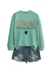 Maestro agradecido Amazon eBay sitio independiente moda europea y americana versátil mujer holgada sudadera de otoño e invierno