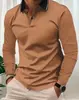 2025 Camisa Polo Masculina de Manga Longa Europeia e Americana Primavera e Outono Nova Estampa 3D Casual de Negócios Camisa Polo com Botão