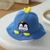 Gorro de Pingüino para Bebé para Otoño e Invierno, Lindo Sombrero de Pescador de Pana para Exteriores para Niñas, Sombrero de Cubo Versátil, Sombrero Infantil con Visera