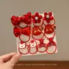 Pinza para el pelo con lazo de perlas y orejas de conejo para niños 2025 Pasador de terciopelo para niñas Diadema de Año Nuevo para niñas