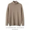 Suéter Grueso de 7 Puntos 100% Cachemira para Hombre, Cuello Alto, Estilo Cálido, Color Sólido, Tejido de Punto de Manga Larga 2025