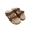 Chinelos Peludos Henan Sangpo para Homens e Mulheres, Chinelos de Lã de Peça Única de Couro Bovino, Fivelas de Cinto, Sapatos de Algodão da Moda e Versáteis para Usar Fora de Casa