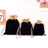 Bolsa de Veludo Preta com Cordão Saco para Embalagem de Joias Armazenamento à Prova de Poeira Bolsa de Veludo para Joias Atacado