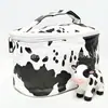 Bolsa de Almacenamiento de Cuero Artificial con Patrón de Vaca y Base de Tela de PVC, Bolsa Portátil de Uso Diario Hecha a Medida, Bolso Ligero
