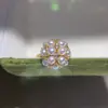 Anel de Pérola de Água Doce Natural Zhuji com Várias Pérolas e Design de Hortênsia, Zircônia Microincrustada, Joias de Pérola de Alta Qualidade no Atacado