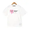 Marca de moda europeia e americana estampa de logo graffiti letra palma camiseta de manga curta solta masculina e feminina casual solta manga curta