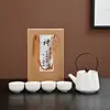 Tetera de Cerámica Ge con Asa, Juego de Té de una Tetera y Seis Tazas, Juego Completo de Kung Fu, Estuche de Cuero Portátil para Viaje, Regalo