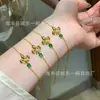 Atacado do Fabricante Pulseira de Jadeíta Natural Xiaohongshu com Inlay de Prata S925, Design Fresco e Requintado
