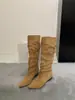 Nuevas botas vaqueras largas de estilo retro desértico con punta, hebilla de gamuza, para otoño e invierno, con tacón bajo adelgazante