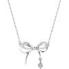 Collar de doble capa con lazo de diamantes chapado en plata esterlina de estilo coreano, ligero, elegante, de alta gama, combinable con todo, para novia.