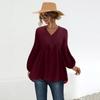 Otoño 2021 Nuevo Transfronterizo Estación Independiente de Mujeres Amazon LAZADA Explosiones Cuello en V Botón Casual Camisa tipo Muñeca